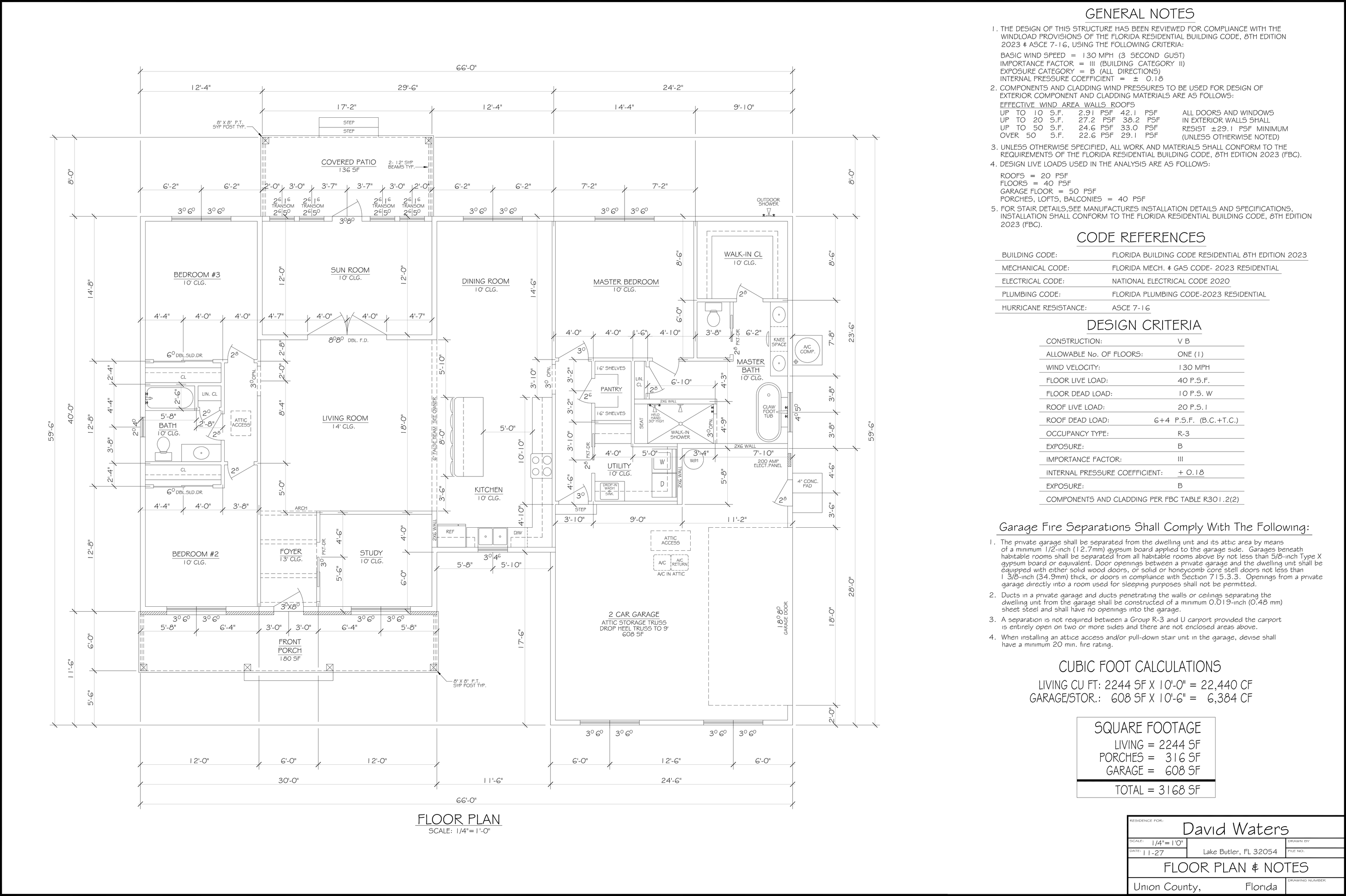 Floor plan of a 3 bedroom home, 2,244 sqft.